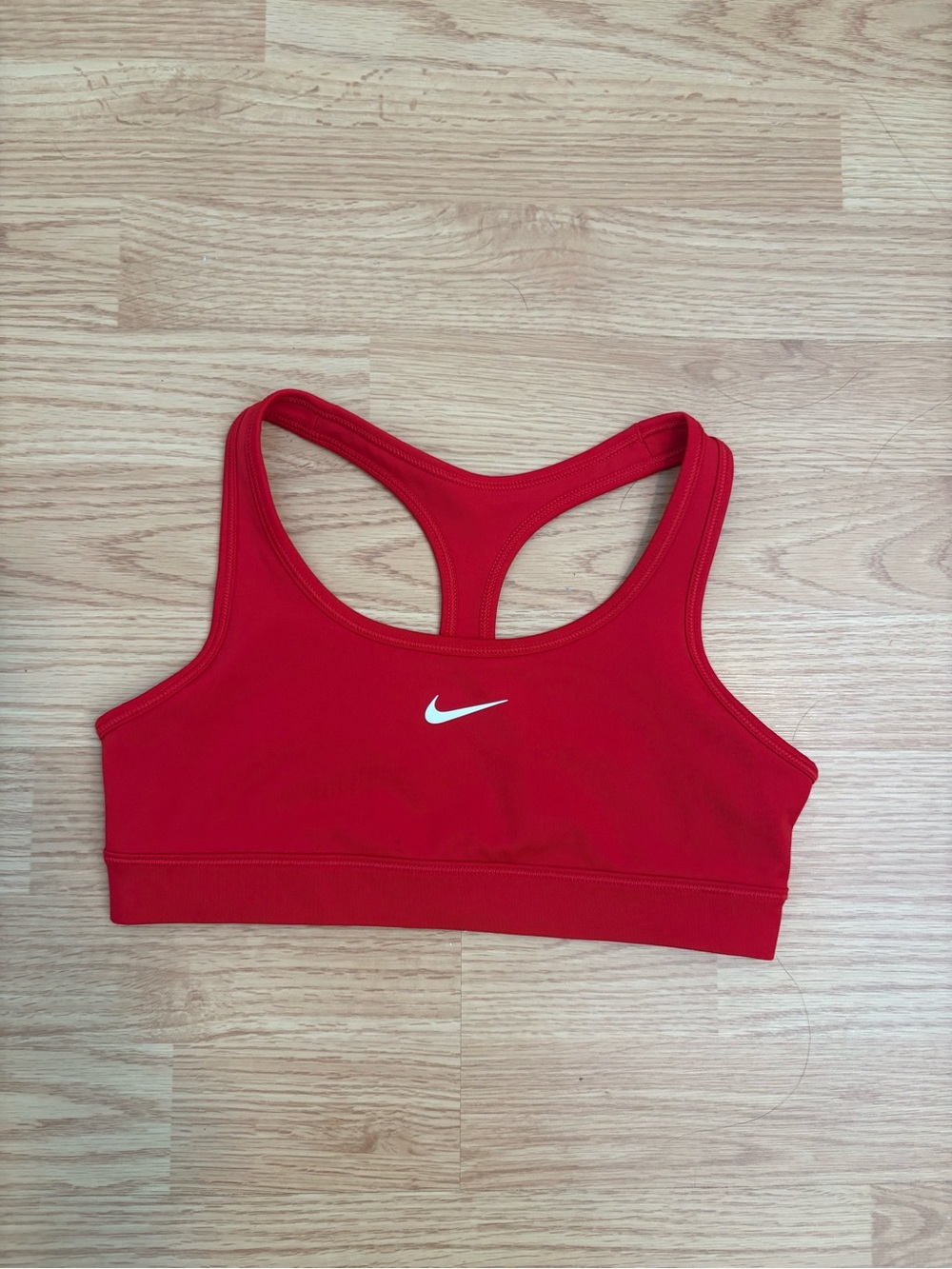 Nike Red Racerback Sports Bra with White Swoosh Logo